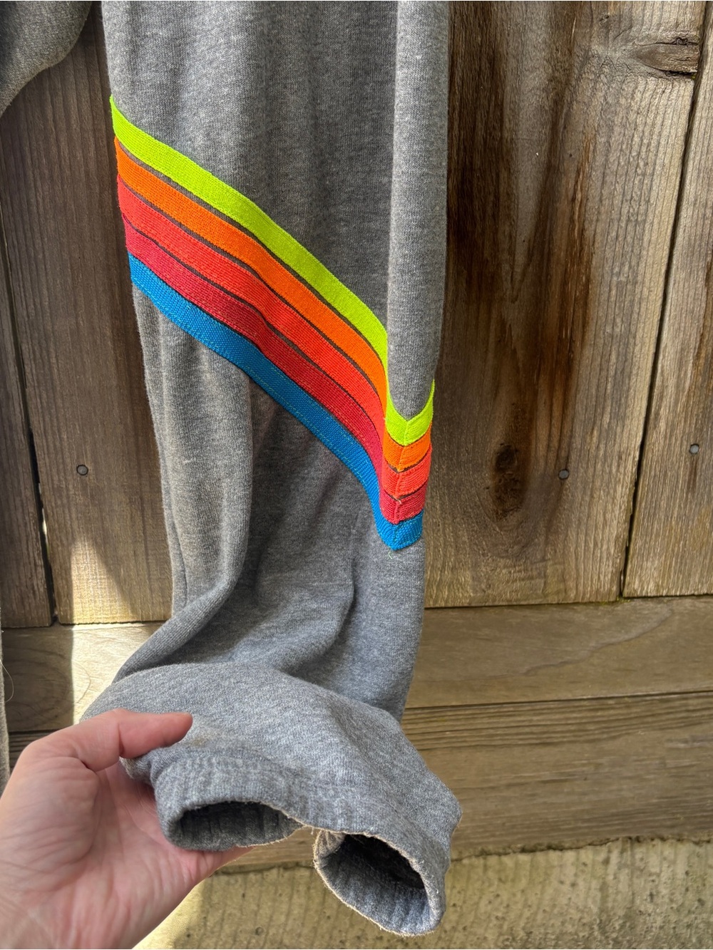 Aviator Nation Gray Joggers with Neon Rainbow Side Stripe - Picture 3 of 10